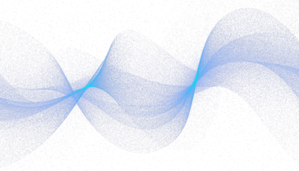 Glowing blue glitter curved lines transparent for design