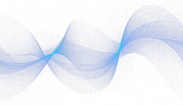 Glowing blue glitter curved lines transparent for design