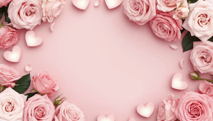 Romance Pink Background Roses Copy Space on Side