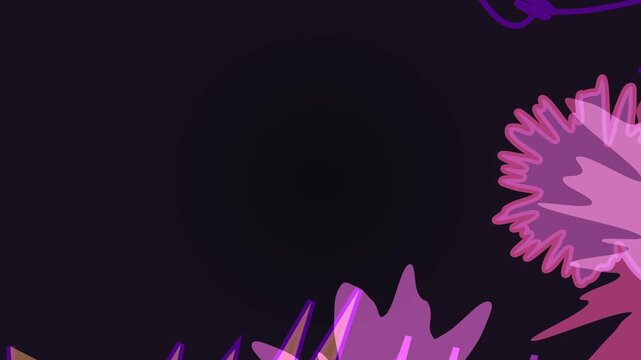 Abstract digital art with purple and brown scribbles and jagged lines on a dark background