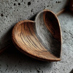 Heart-shaped wooden bowl, wood grain