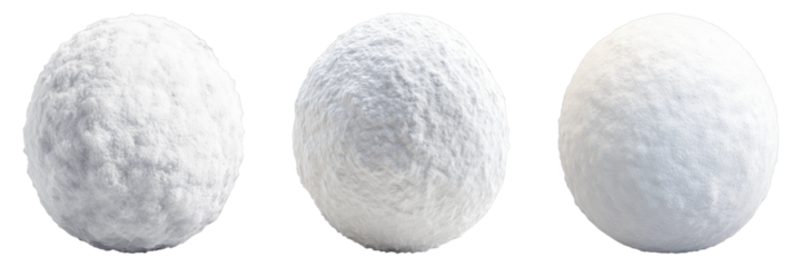Three perfectly formed snowballs in a row, inviting winter fun and frosty activities