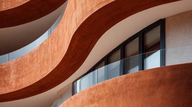 Modern Building Details Featuring Earthy Terracotta Textures and Smooth Curves