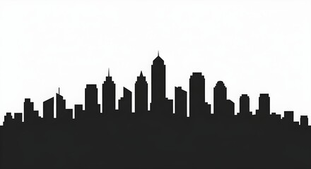 Naklejka premium Monochrome city skyline with architectural details in minimalist urban composition