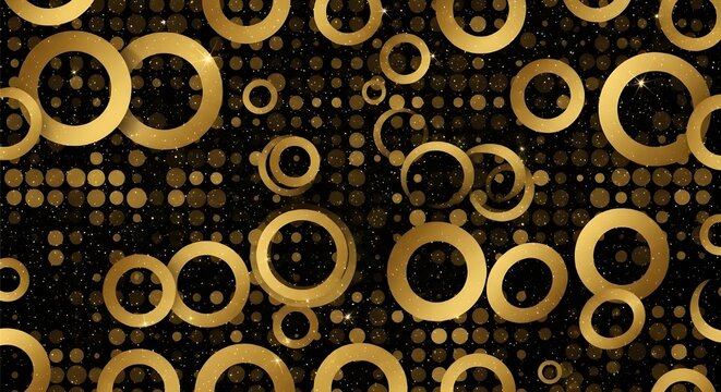 Golden abstract circular pattern background with luxury metallic texture and glowing elements - Powered by Adobe