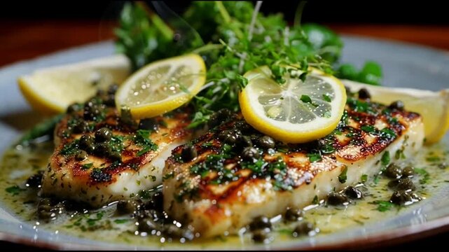 Grilled Sea Bass With Lemon Caper Sauce