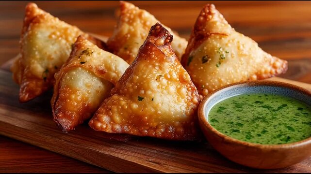 Indian Samosas With Mint Chutney Crisp Texture