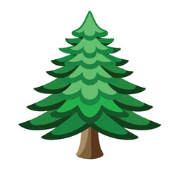 Realistic pine needle christmas tree vector, natural detailed evergreen tree illustration