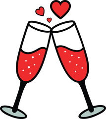 Fototapeta premium Doodle style illustration of champagne glasses isolated on white background