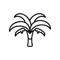 Outline drawing of a stylised palm tree design on transparent background
