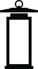 Minimalist black silhouette icon of an outdoor lamp or street light on a clean white background.