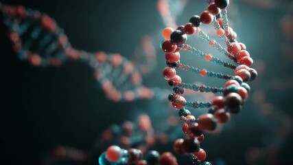 Ultra HD Abstract dna structure with glowing spheres and intricate connections, creating a scientific and futuristic visualization of genetic information and biological data, with a sense of depth - Powered by Adobe