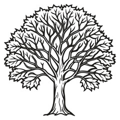 Black silhouette of a tree with detailed roots and foliage