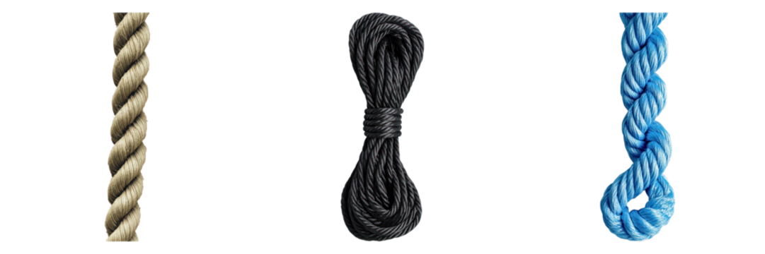 Variety of different ropes with unique textures and colors