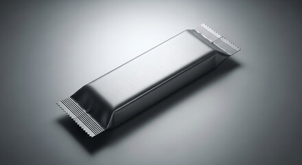 Blank silver foil wrapper for a snack bar or candy, studio shot