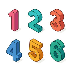 Naklejka premium Colorful Number Icons. Basic Numbers modern flat icons set: 1, 2, 3, 4, 5, 6.