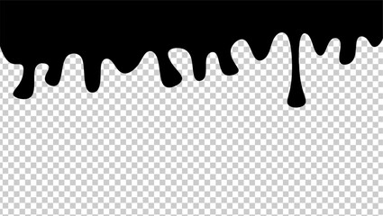 Wavy black ink illustration. Black ink drip illustration. Abstract black ink drip on transparent background. Black ink splash illustration. Stylish dripping ink effect illustration