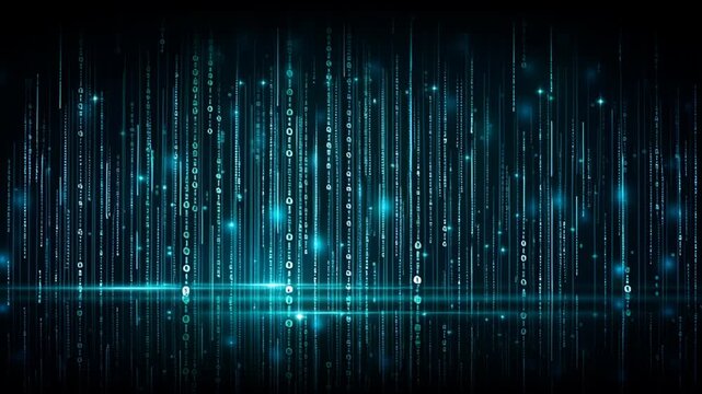 Futuristic abstract digital background with glowing lines and binary code for technology concepts