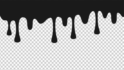 Wavy black ink illustration. Black ink drip illustration. Abstract black ink drip on transparent background. Black ink splash illustration. Stylish dripping ink effect illustration