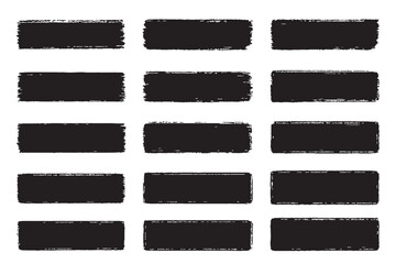 Grunge Brush Stroke Shapes | Black Paint Texture Banners & Labels