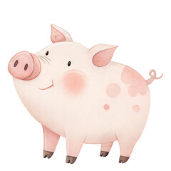 Cute watercolor pig clipart
