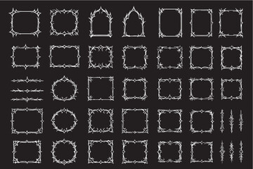 Thin Gothic Line Frame Set | Elegant Ornamental Borders on Dark Background