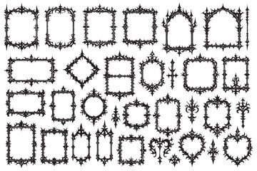 Gothic Barbed Decorative Frames Collection | Vintage Ornamental Borders & Corners