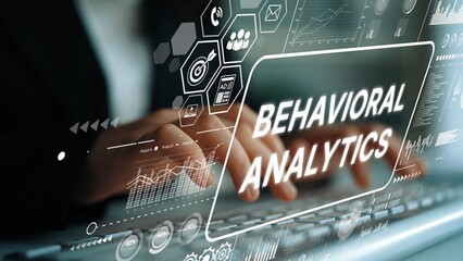 Business Professional Using Behavioral Analytics Tools for Data Visualization and Insights in a...