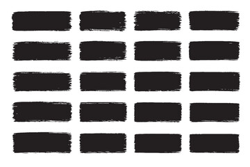 Black Paint Brush Stroke Rectangles Set