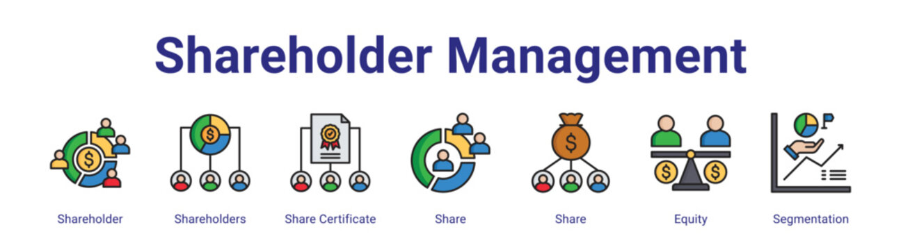 Shareholder Management web icon vector illustration concept with icon of Shareholder,Shareholders,Share Certificate,Share,Share,Equity,Segmentation,in modern flat vector style.