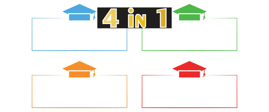 Graduation Cap Text Frame Templates, Education Achievement and Course Completion Layouts