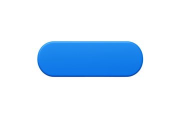 Minimal glossy blue pill‑shaped banner, blank label with soft highlights, modern interface component with copy space