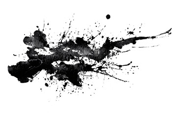 Obraz premium Abstract black ink stain on a transparent background. Paint splashes and streaks. Design element.