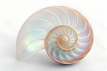 Spiral nautilus shell on black background