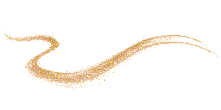 Abstract wave of golden glitter on a transparent background. Decor for banners and cards. Shiny particles. Design element. - Powered by Adobe