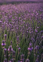 Obraz premium A beautiful, wide view of abundant purple lavender flowers blooming in the summer sunlight, showcasing the rich texture of the fragrant harvest ,bloom ,sunny ,outdoor