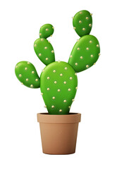 Cactus in the pot on transparent background. 3D illustration