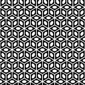 Fototapeta Abstract Vector Seamless 3D Cubes and Ellipses Shape Pattern.