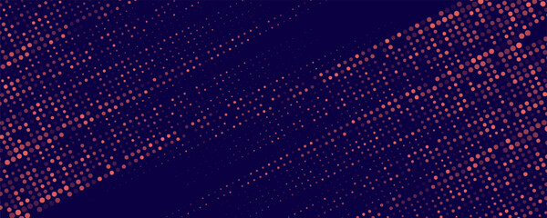 Vector Halftone Pattern Smooth Curved Border Red Blue Abstract Background. Dots Rounded Squares Blurry Pattern Pop Art Design Texture.