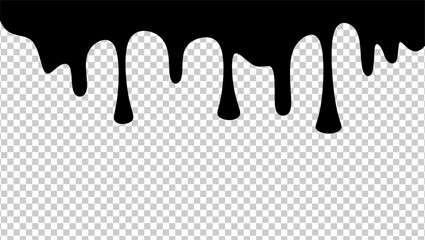Wavy black ink illustration. Black ink drip illustration. Abstract black ink drip on transparent background. Black ink splash illustration. Stylish dripping ink effect illustration