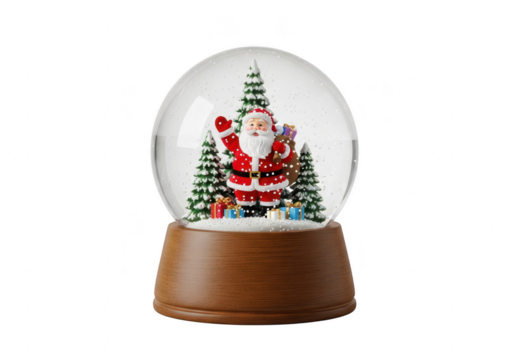 Enchanting santa claus snow globe a miniature winter wonderland with santa, christmas trees, and snow, perfect for holiday magic