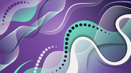 3D effect art background in neon tones. Abstract composition of overlapping smooth shapes, stripes, and art elements. A template for your projects. 