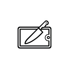 Kitchen Knife and Cutting Board Icon Isolated on White Background
