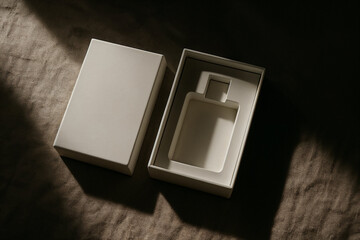 Luxury Perfume Box Packaging Mockups – Elegant Fragrance Bottle in Minimal Premium Gift Box Design