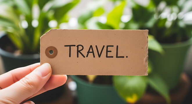 Travel Tag, Hand Holding Travel Message