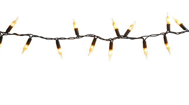String of warm white fairy lights isolated on a transparent background - Powered by Adobe