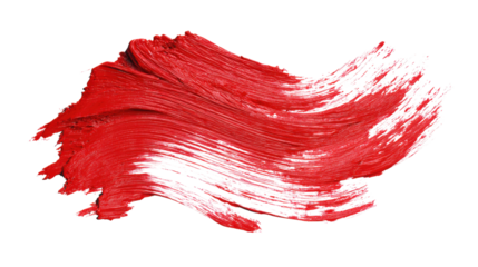 Red paint brush stroke isolated on a transparent background