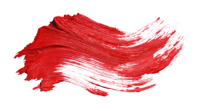 Red paint brush stroke isolated on a transparent background