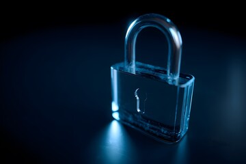 Naklejka premium Concept of Security in the Digital Age with Clear Padlock Symbolizing Data Protection and Privacy Policies Illustrating Cybersecurity 