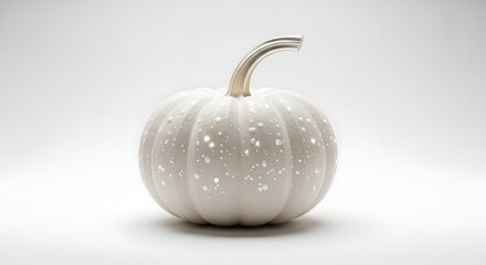 White Pumpkin With Silver Glitter Accents And Metallic Stem image photo